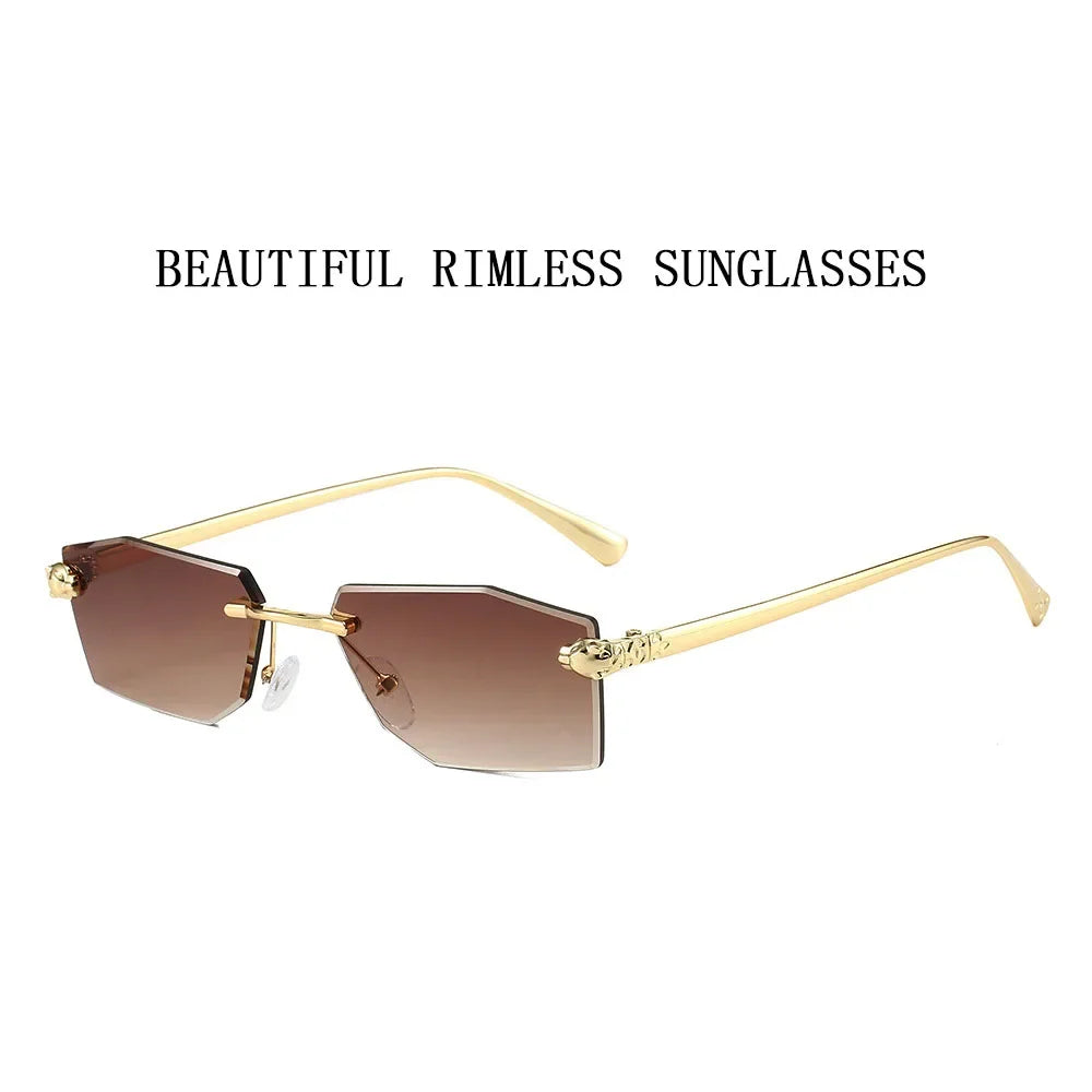 Rimless Sunglasses Women Designer Luxe Femme Sunglasses